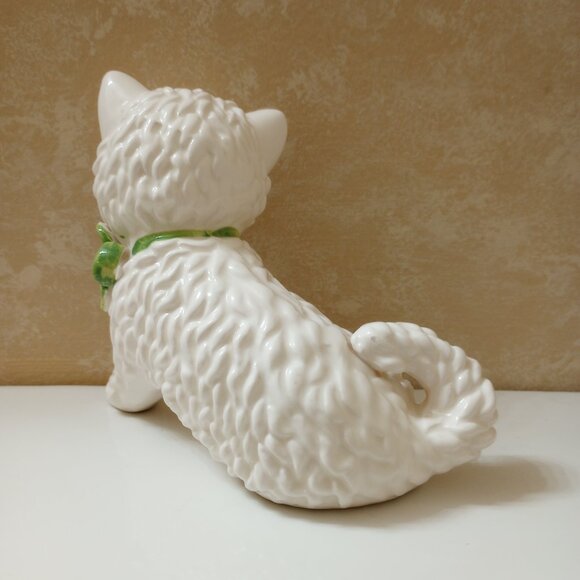 White Curly Persian Cat Figurine Kitsch Vintage Japan Porcelain - Picture 7 of 8